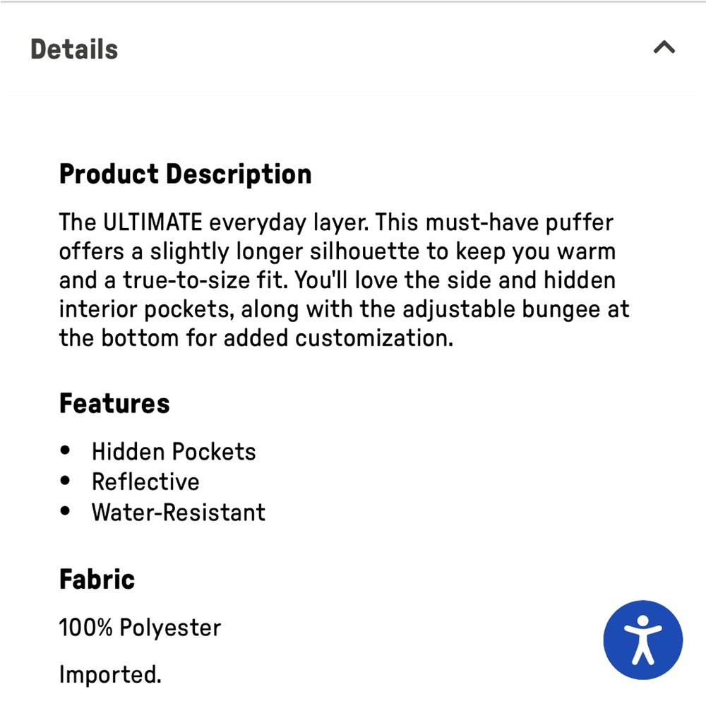 Fabletics Blue  Puffer Jacket - Picture 5 of 5